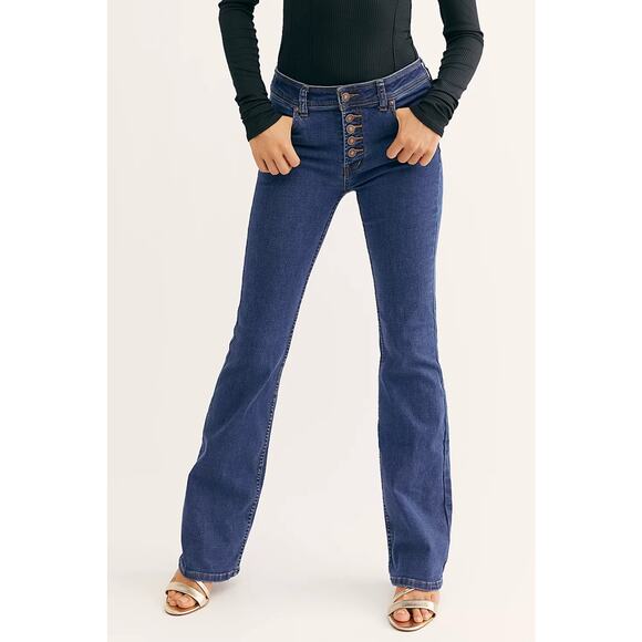 Free People We The Free Palo Alto Bootcut Jeans Dark Medium Wash Size 24 - Picture 1 of 8
